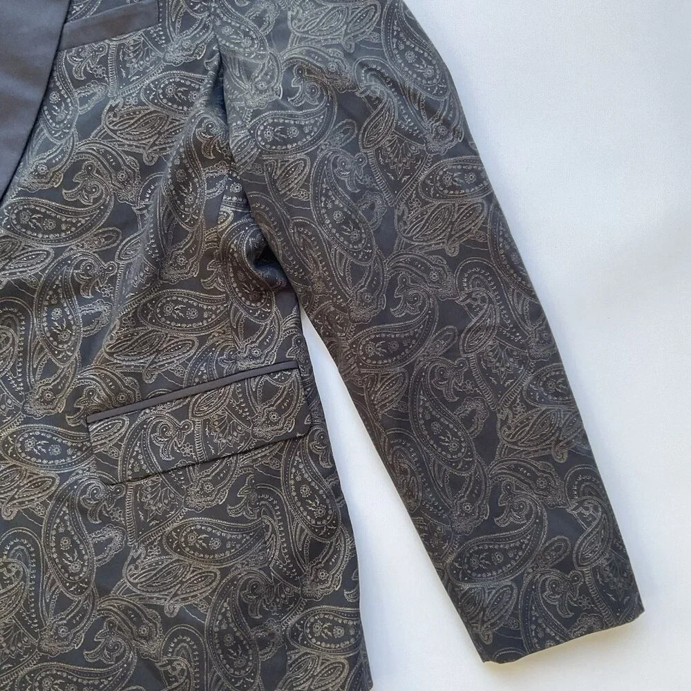 Guess Men’s Regular Blazer Paisley Printed Allover In Black Size M